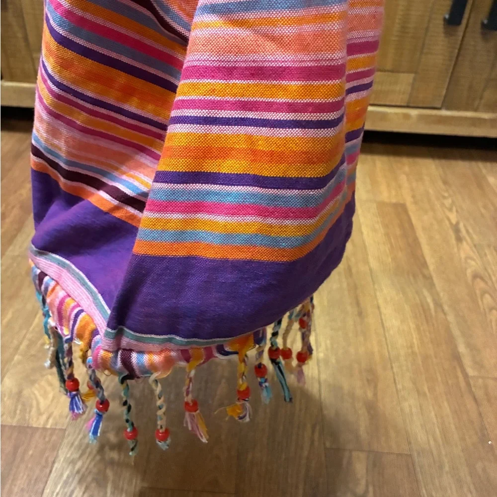 Colorful Striped Boho Bag with Tassels